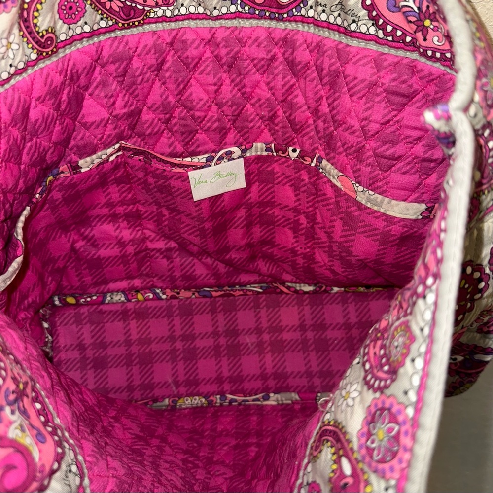 Vera Bradley Pink Paisley Plaid Versatile Fairy Tweed Medium Satchel Tote Bag - Picture 5 of 6